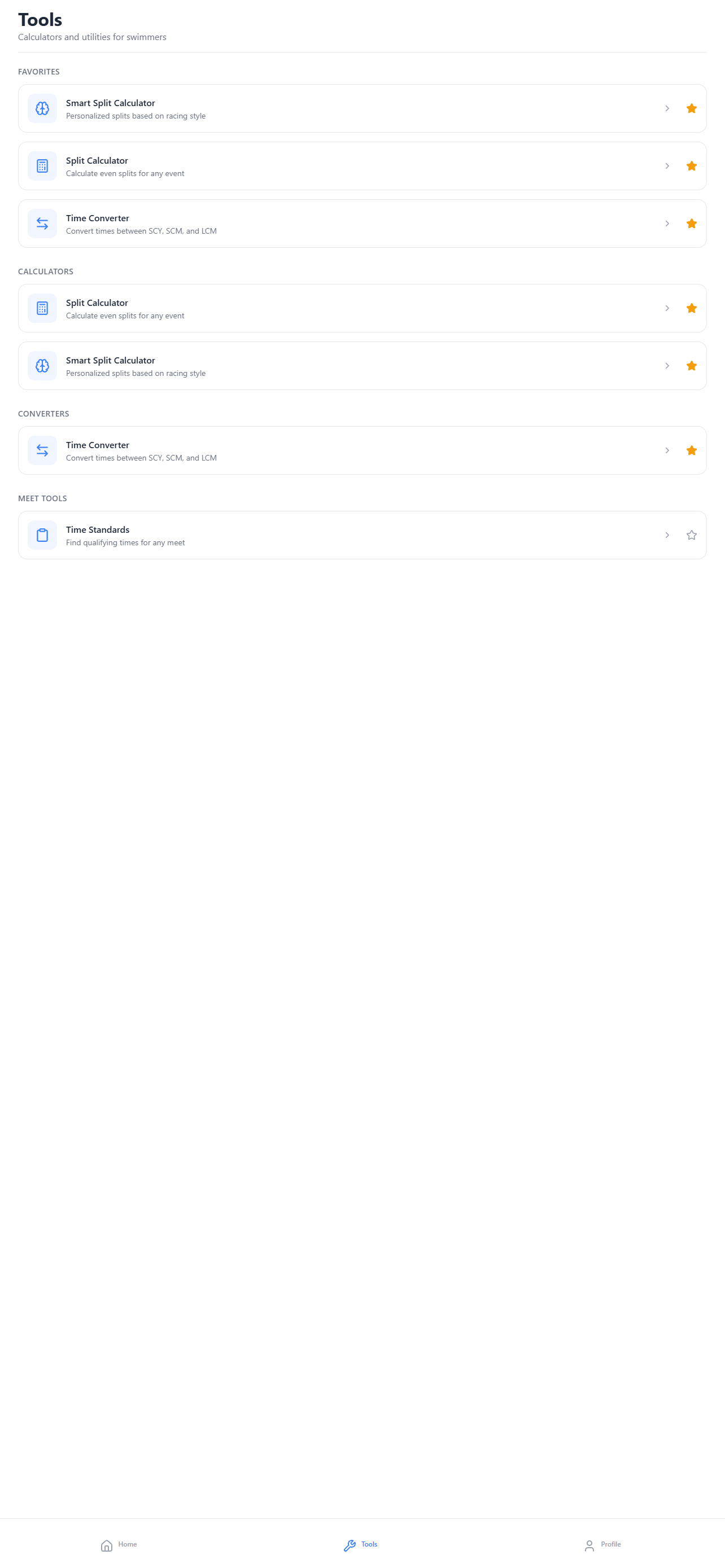 SplitSwim tools list